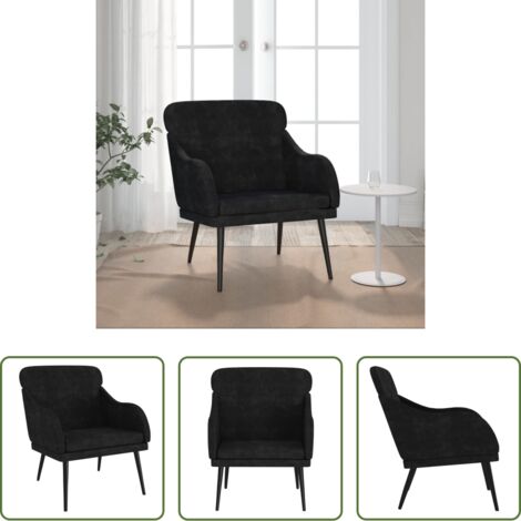 Seduta confortevole -  Poltrona Nera 63x76x80 cm Velluto