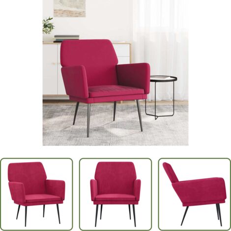 Seduta confortevole -  Poltrona Rosso Vino 62x79x79 cm Velluto