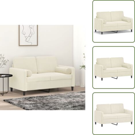 Seduta confortevole - vidaXL Divano a 2 Posti con Cuscini Crema 120 cm in Velluto - Divano relax