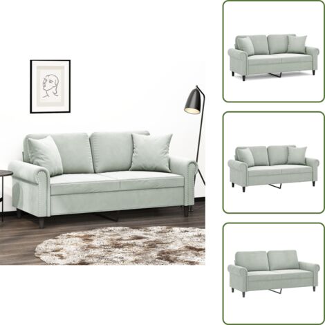 Seduta confortevole - vidaXL Divano a 2 Posti con Cuscini Grigio Chiaro 140 cm in Velluto - Divano relax
