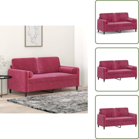 Seduta confortevole - vidaXL Divano a 2 Posti con Cuscini Rosso Vino 140 cm in Velluto - Divano in velluto