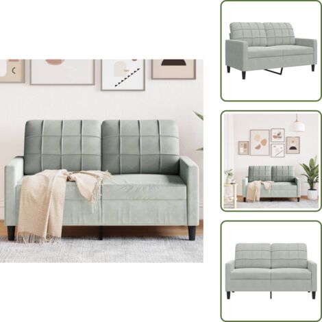 Seduta confortevole - vidaXL Divano a 2 Posti Grigio Chiaro 120 cm in Velluto - Design moderno
