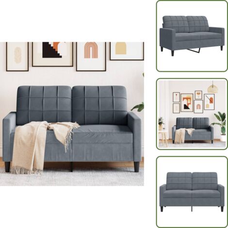 Seduta confortevole - vidaXL Divano a 2 Posti grigio scuro 120 cm in Velluto - Design moderno