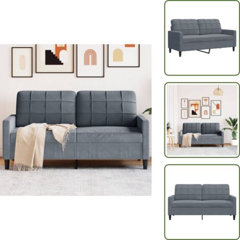 Seduta confortevole - vidaXL Divano a 2 Posti grigio scuro140 cm in Velluto - Design moderno