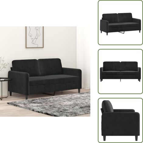Seduta confortevole - vidaXL Divano a 2 Posti Nero 140 cm in Velluto - Design moderno
