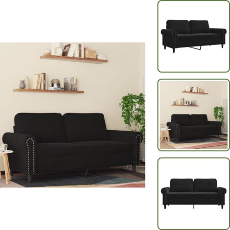 Seduta confortevole - vidaXL Divano a 2 Posti Nero 140 cm in Velluto - Design moderno