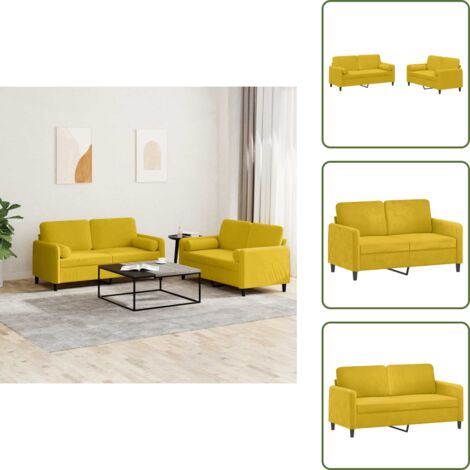 Seduta confortevole - vidaXL Set di Divani 2 pz con Cuscini Giallo in Velluto - Divano giallo