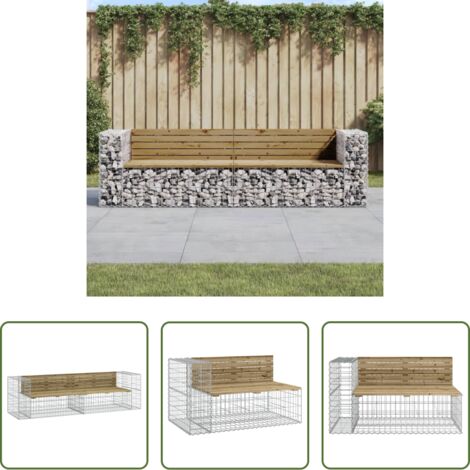 Seduta da esterno -  Panca da Giardino Design Gabbione 244x71x65,5cm Pino Impregnato