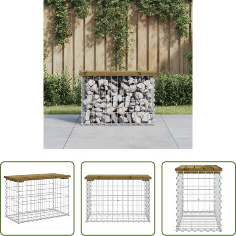 Seduta da esterno - Panca da Giardino Design Gabbione 63x31,5x42 cm Pino Impregnato
