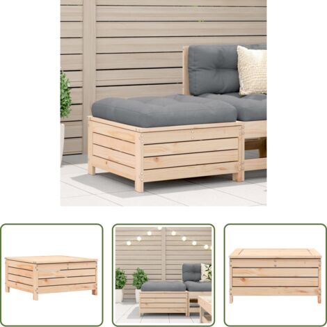 Seduta da esterno -  Poggiapiedi da Giardino con Cuscino in Legno Massello di Pino