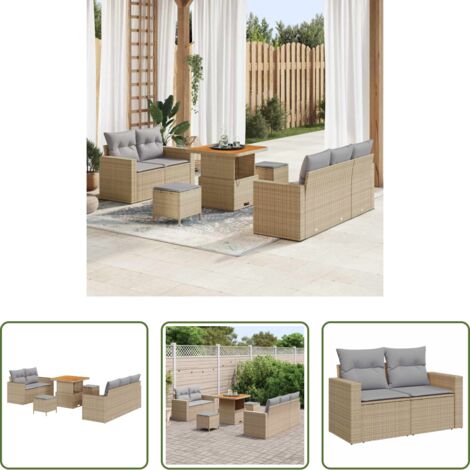Seduta da esterno -  Set Divano da Giardino con cuscino 8 pcs beige e grigio chiaro