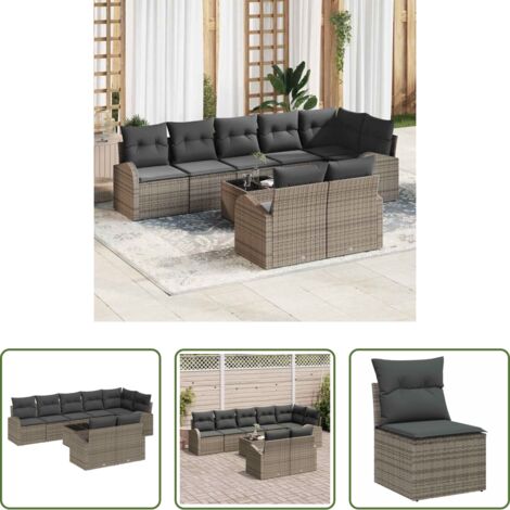 Seduta da esterno -  Set Divano da Giardino Grigio 55 x 55 x 37 cm polyrattan