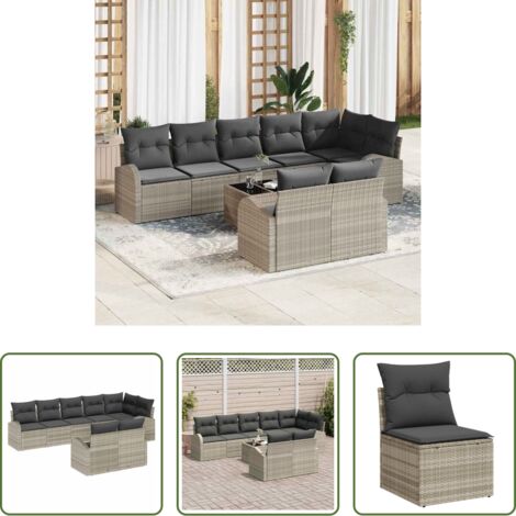 Seduta da esterno -  Set Divano da Giardino Grigio chiaro 55 x 55 x 37 cm polyrattan