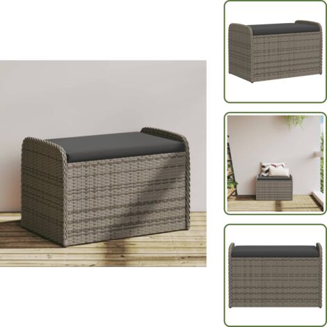 Seduta da esterno - vidaXL Cassapanca con Cuscino Grigia 80x51x52 cm in Polyrattan - Cuscino sfoderabile