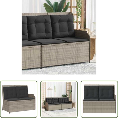 Seduta da giardino -  Panca Reclinabile Giardino con Cuscini Grigio Chiaro Polyrattan