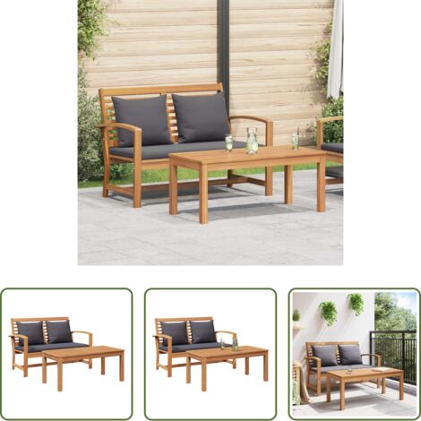 Seduta da giardino -  panchina con cuscino Marrone e grigio scuro 110 x 66 x 76 cm