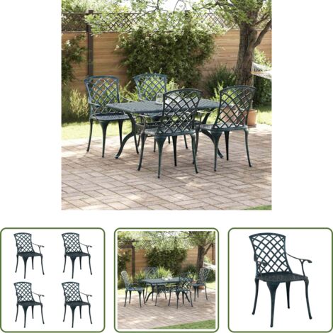 Seduta da giardino -  Sedia da Giardino 4 pcs Verde 61 x 60,5 x 93cm Alluminio