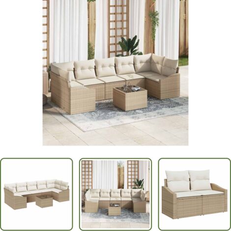 Seduta da giardino -  Set di divani Beige e Crema 55 x 55 x 37 cm polyrattan