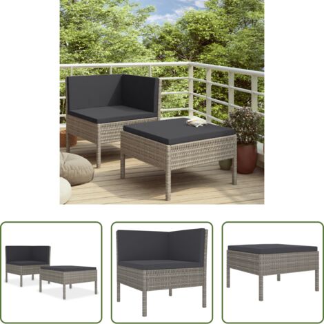 Seduta da giardino -  Set Divani da Giardino 2 pz con Cuscini in Polyrattan Grigio