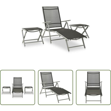 Seduta da giardino -  Set Divani da Giardino 3 pz in Textilene e Alluminio Argento