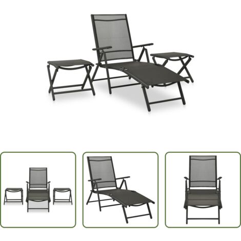 Seduta da giardino -  Set Divani da Giardino 3 pz in Textilene e Alluminio Nero