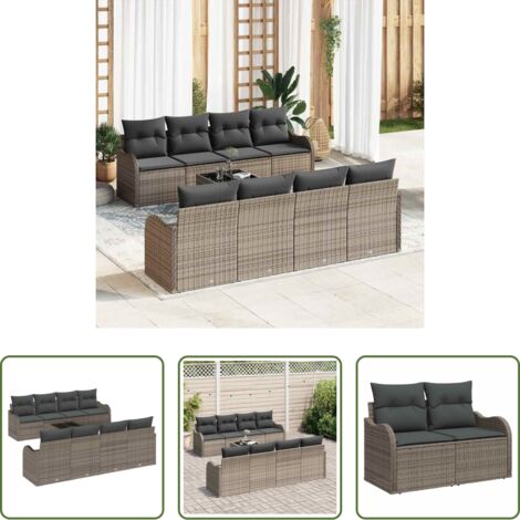 Seduta da giardino -  Set Divano da Giardino Grigio 55 x 55 x 37 cm polyrattan