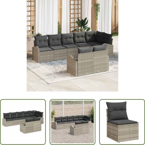 Seduta da giardino -  Set Divano da Giardino Grigio chiaro 55 x 55 x 37 cm polyrattan