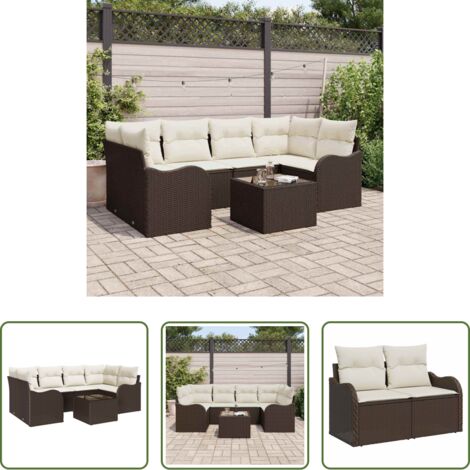 Seduta da giardino -  Set Divano da Giardino Marrone 55 x 55 x 37 cm polyrattan