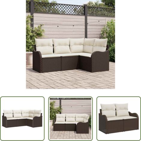Seduta da giardino -  Set Divano da Giardino Marrone polyrattan