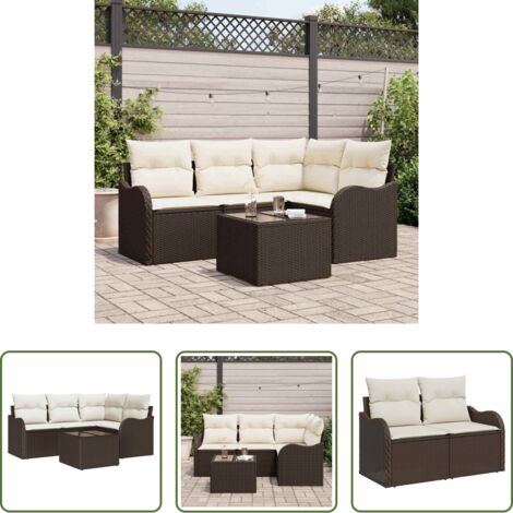 Seduta da giardino -  Set Divano da Giardino Marrone polyrattan