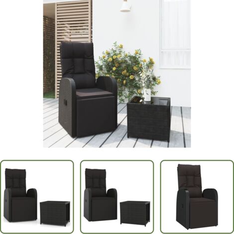 Seduta da giardino -  Set Mobili da Giardino 2 pz Nero Polyrattan e Acciaio
