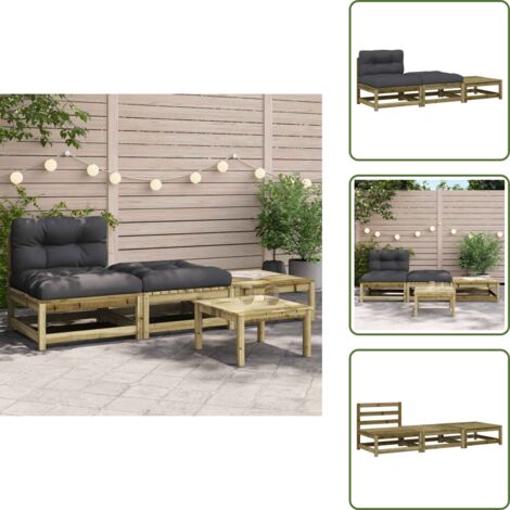 Seduta da giardino - vidaXL Divano da Giardino Senza Braccioli con Cuscini e Poggiapiedi - Divano in legno