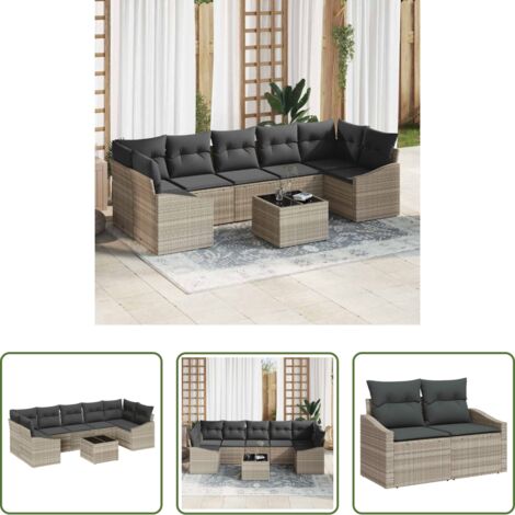 Seduta da terrazzo -  Set di divani Grigio chiaro 55 x 55 x 37 cm polyrattan