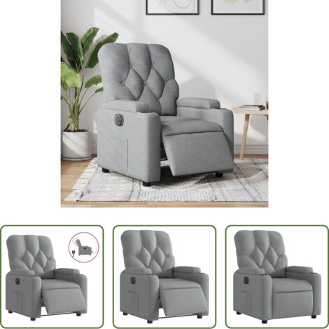 Seduta elettrica -  Poltrona Elettrica Reclinabile Grigio Chiaro in Tessuto