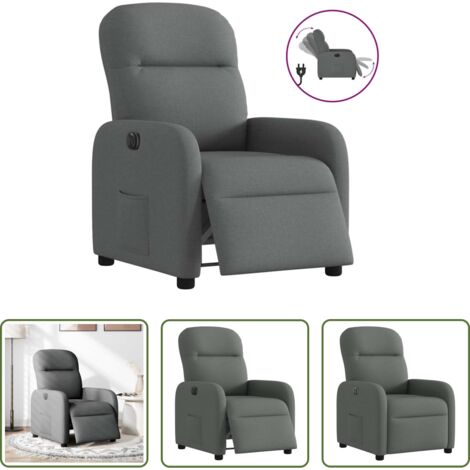 Seduta elettrica -  Poltrona Elettrica Reclinabile Grigio Scuro in Tessuto