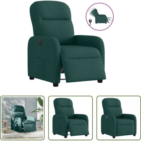 Seduta elettrica -  Poltrona Elettrica Reclinabile Verde Scuro in Tessuto