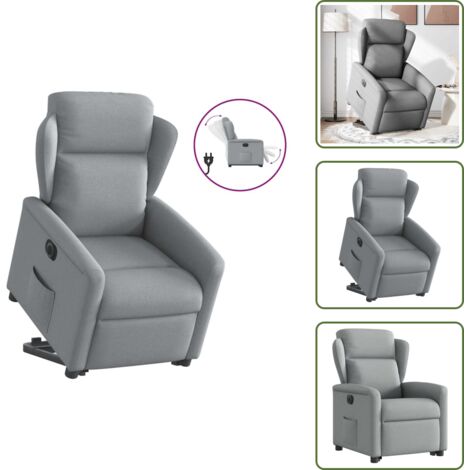 Seduta elettrica - vidaXL Poltrona Reclinante Alzapersona Elettrica Grigio Chiaro Tessuto - Funzione di sollevamento