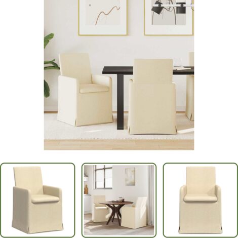 Seduta ergonomica -  Sedie da pranzo 2 pcs Crema 57 x 67 x 95 cm Tessuto