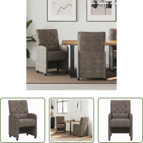 Seduta ergonomica -  Sedie da Pranzo con Ruote 2 pcs Grigio scuro 58 x 67 x 97 cm