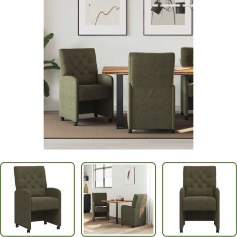 Seduta ergonomica -  Sedie da Pranzo con Ruote 2 pcs Verde militare 58 x 67 x 97 cm