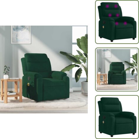 Seduta ergonomica - vidaXL Poltrona Massaggiante Reclinabile Verde Scuro in Velluto - Poltrona in velluto