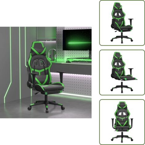 Seduta ergonomica - vidaXL Sedia da Gaming Massaggio Poggiapiedi Nero e Verde Similpelle - Similpelle