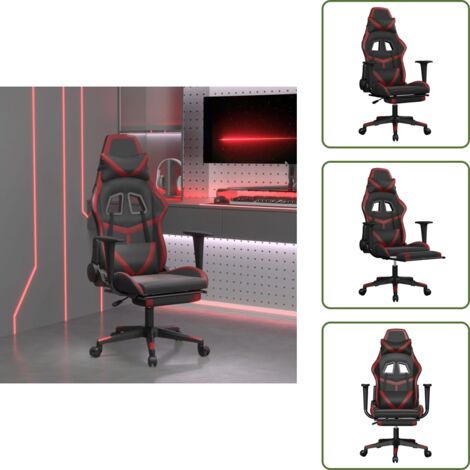Seduta ergonomica - vidaXL Sedia Gaming Massaggio Poggiapiedi Nero e Rosso Vino Similpelle - Similpelle