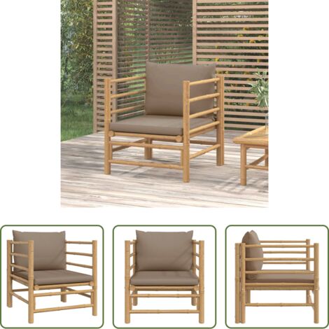 Seduta esterna -  Divano da Giardino con Cuscini Tortora in Bambù