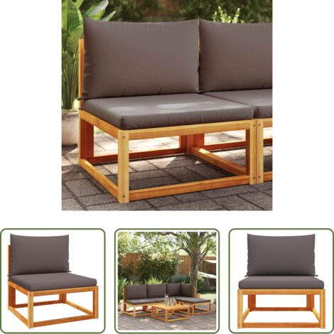 Seduta esterna -  Divano da giardino senza braccioli con cuscini in legno di acacia e rattan