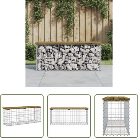 Seduta esterna -  Panca da Giardino Design Gabbione 103x31,5x42cm Pino Impregnato