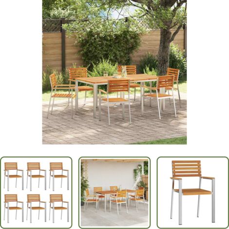 Seduta esterna -  Sedia da Giardino 6 pcs Olio Naturale Legno di Acacia Massello