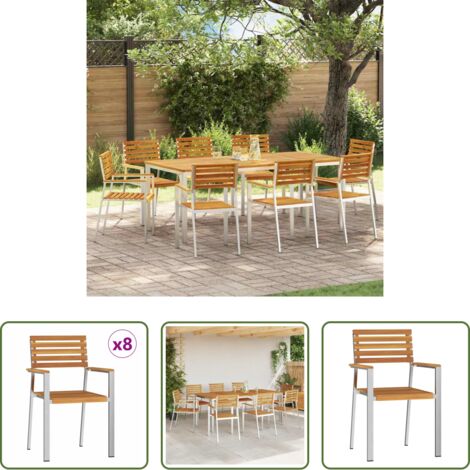 Seduta esterna -  Sedia da Giardino 8 pcs Olio Naturale Legno di Acacia Massello