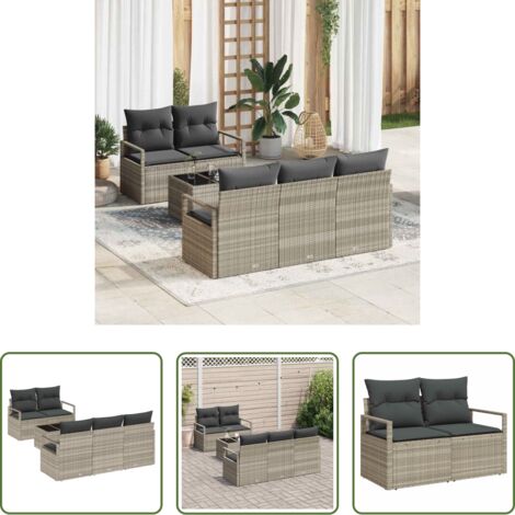 Seduta esterna -  Set di divani 6 pcs Grigio chiaro polyrattan