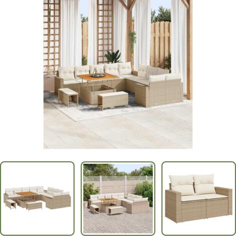 Seduta esterna -  Set Divano da Giardino 13 pcs Beige polyrattan